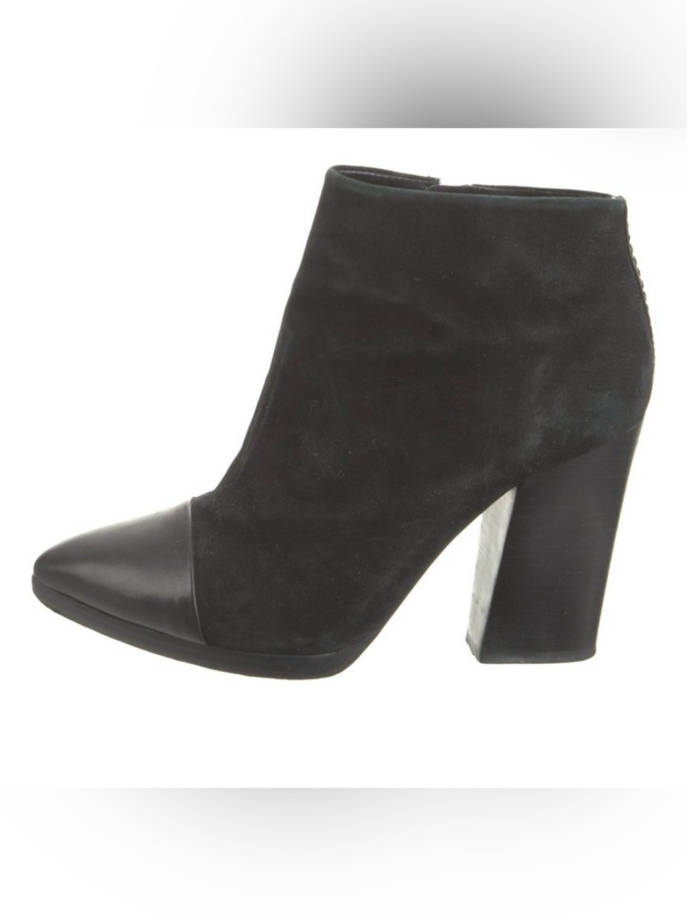 Tory Burch Black Suede & Leather Block Heel Ankle Boot - Women